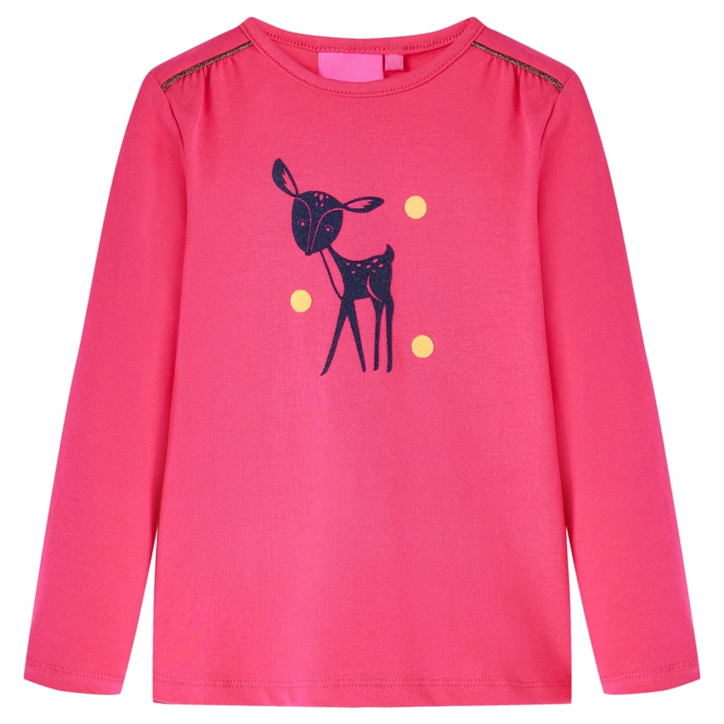 VidaXL Kindershirt mit langen Ärmeln 128 leuchtendes Rosa