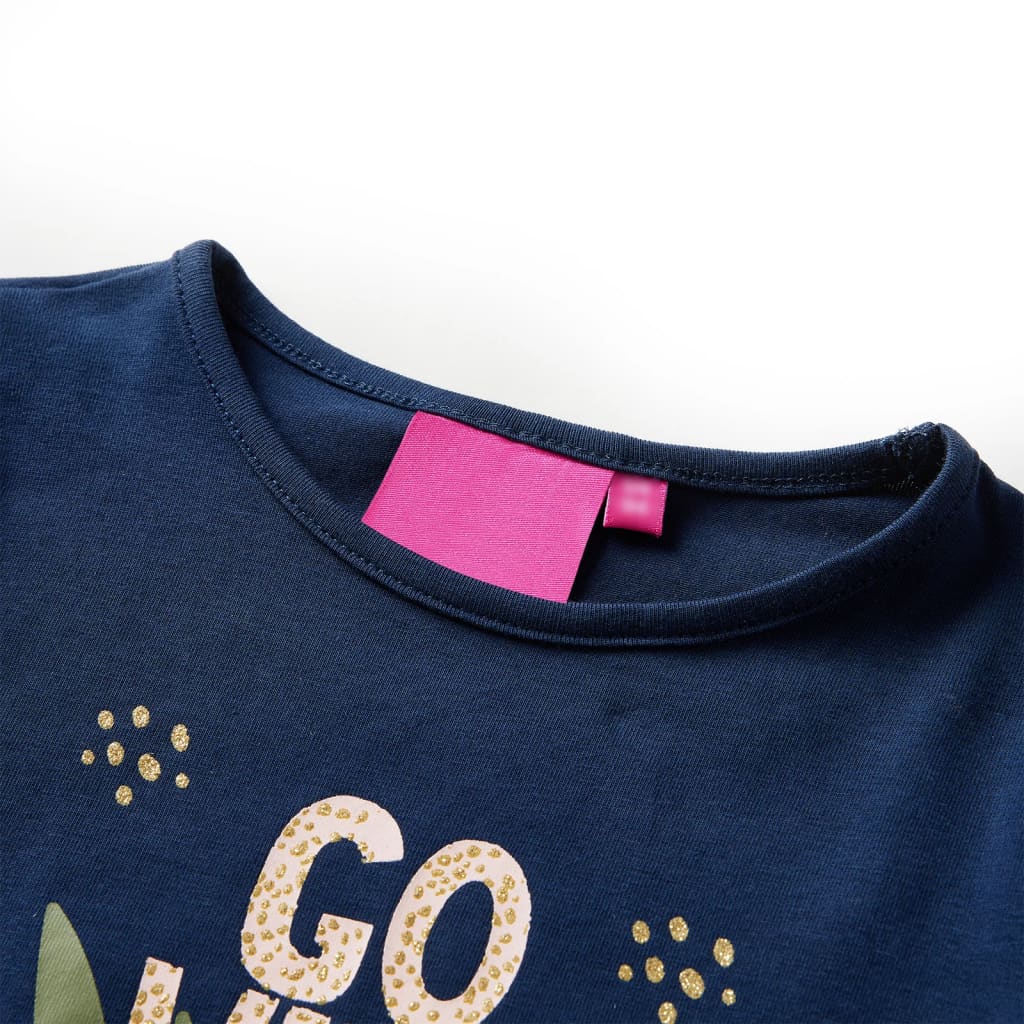 VidaXL Kindershirt mit langen Ärmeln 92 Marineblau