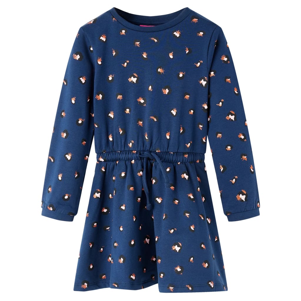 VidaXL Kinderkleid mit langen Ärmeln 128 Marineblau