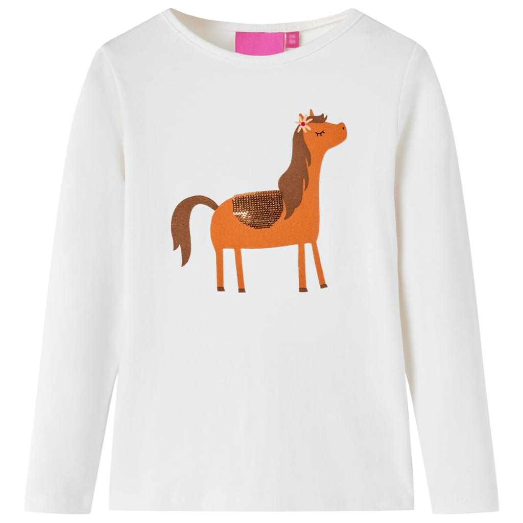 VidaXL Kindershirt mit langen Ärmeln 92 ecrufarben