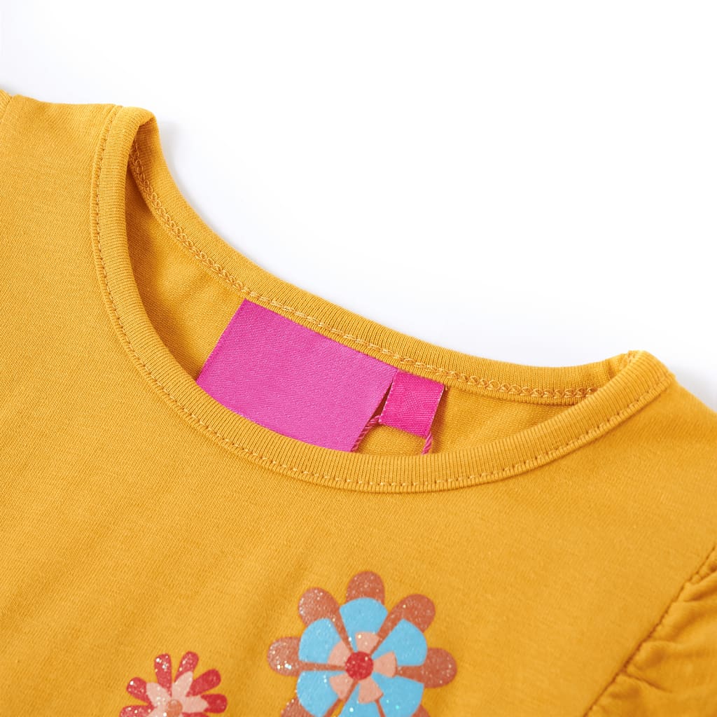 Vidaxl Kindershirt mit langen Ärmeln 128 dunkles Ocker