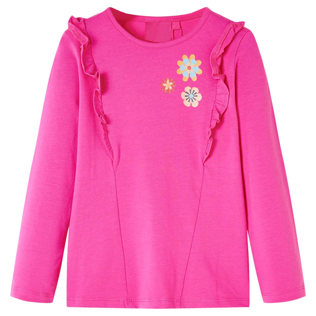 VidaXL Kindershirt mit langen Ärmeln 128 Dunkelrosa