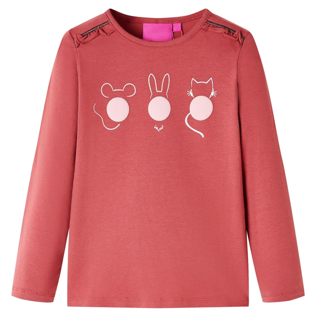 VidaXL Kindershirt mit langen Ärmeln 116 rosa braun