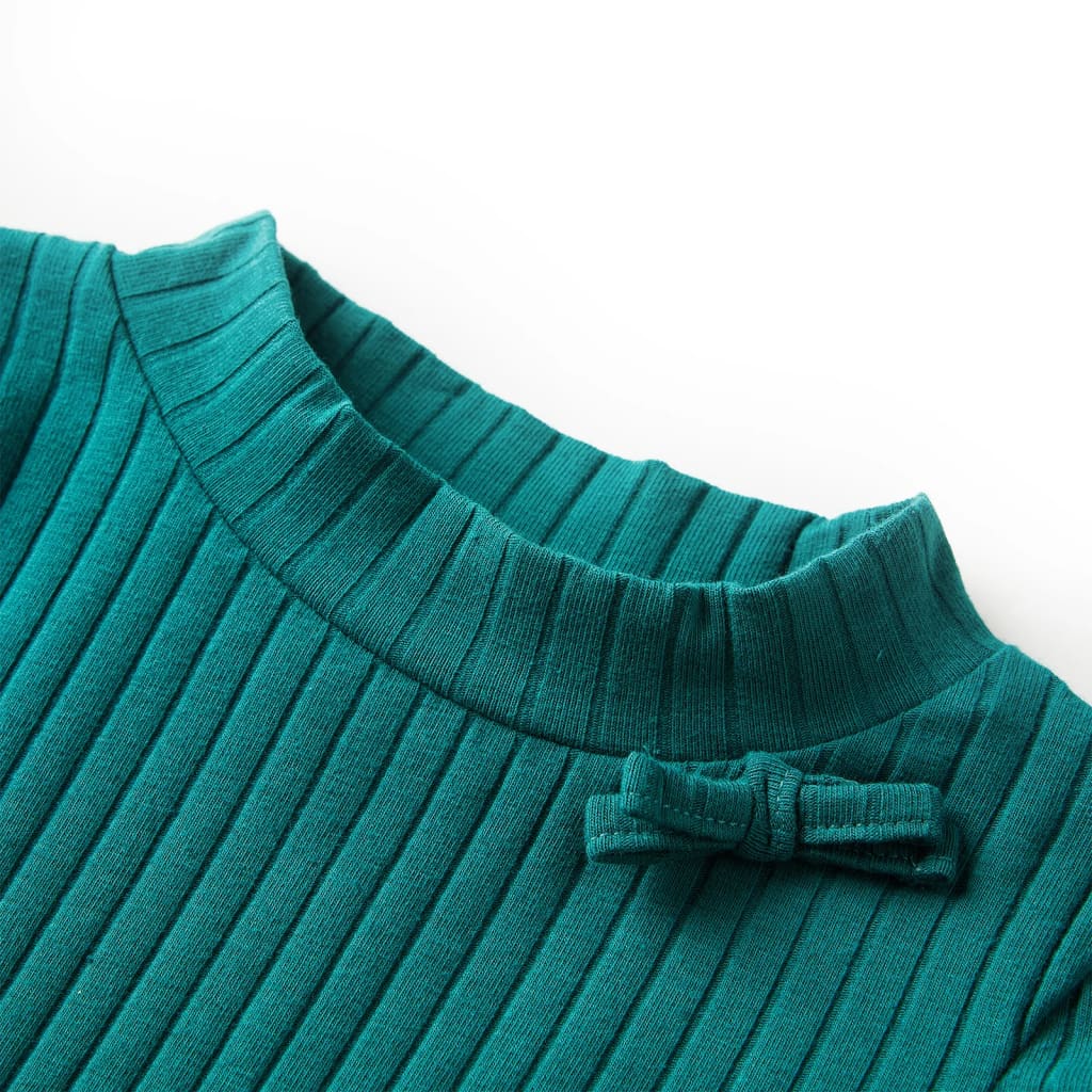 VidaXL Kindershirt mit langen Ärmeln gerippt 104 Dunkelgrün