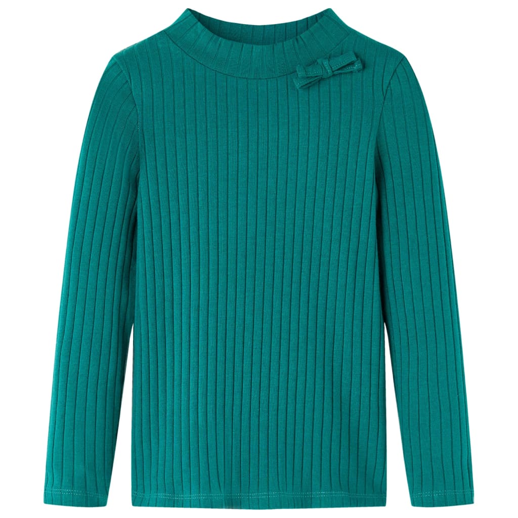 VidaXL Kindershirt mit langen Ärmeln gerippt 128 dunkelgrün