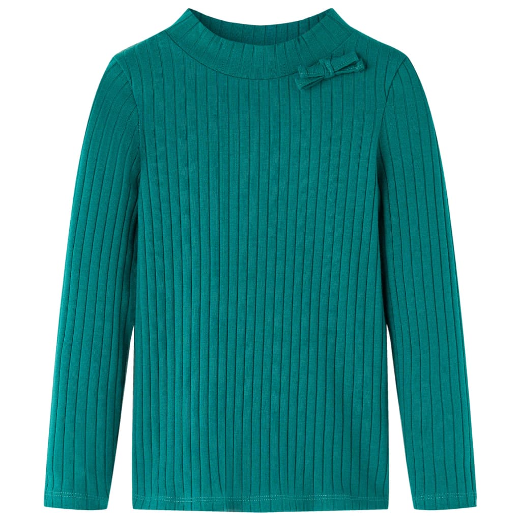 VidaXL Kindershirt mit langen Ärmeln Rippstrick 140 Dunkelgrün