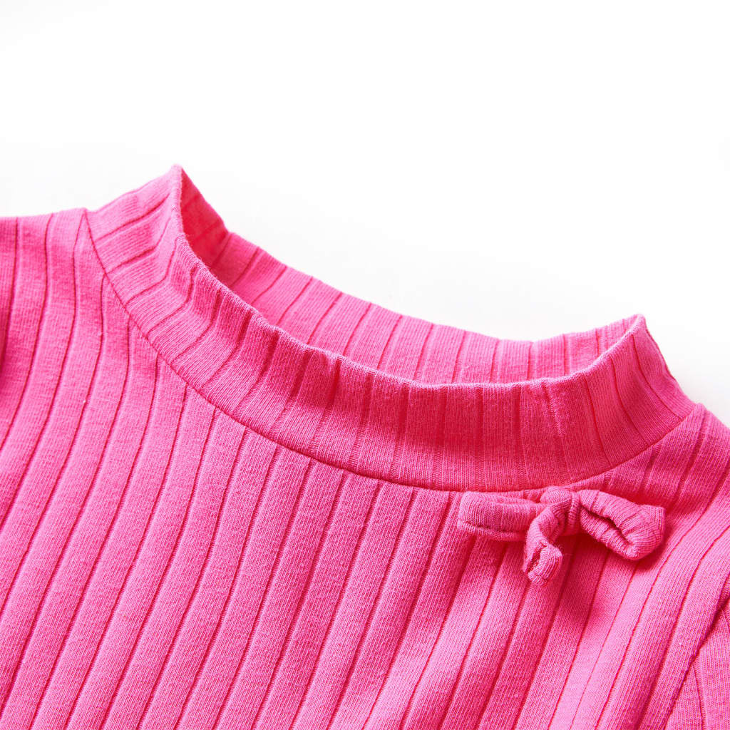 VidaXL Kinder-Shirt mit langen Ärmeln, gerippt, 92, leuchtendes Rosa