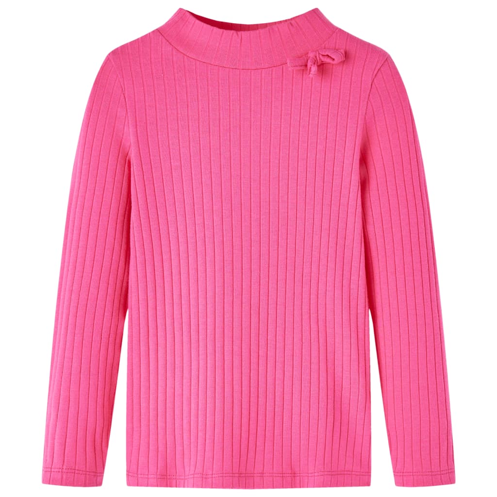 VidaXL Kindershirt mit langen Ärmeln gerippt 104 leuchtend rosa