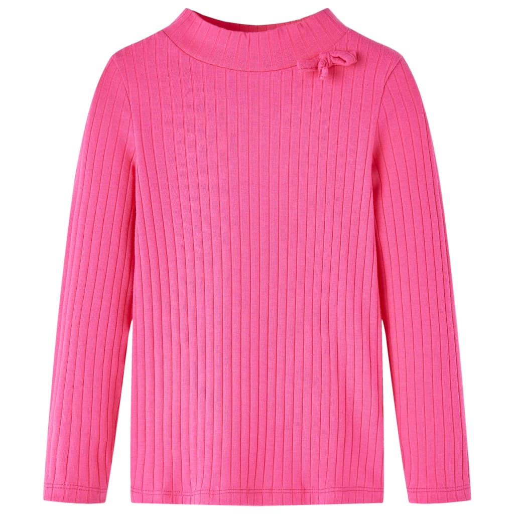 VidaXL Kindershirt mit langen Ärmeln, Rippstrick 140, leuchtendes Rosa