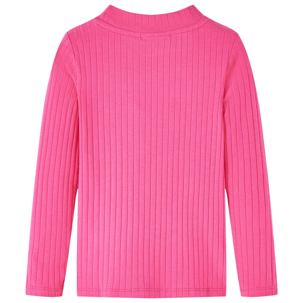 VidaXL Kindershirt mit langen Ärmeln, Rippstrick 140, leuchtendes Rosa
