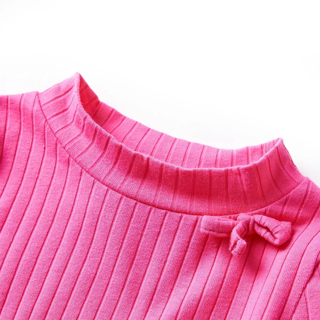 VidaXL Kindershirt mit langen Ärmeln, Rippstrick 140, leuchtendes Rosa