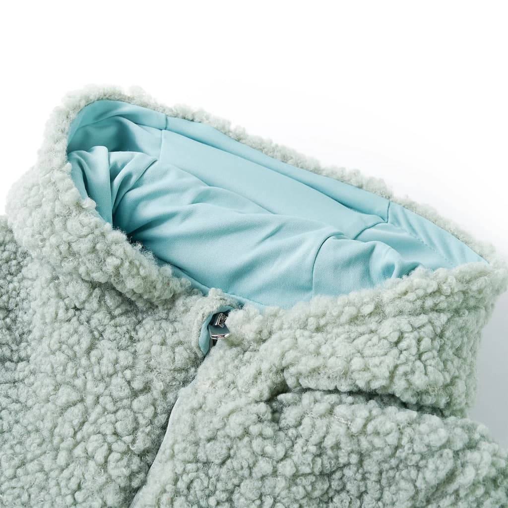 VidaXL Kindermantel mit Kapuze Teddy 128 Kunstfell Mintgrün