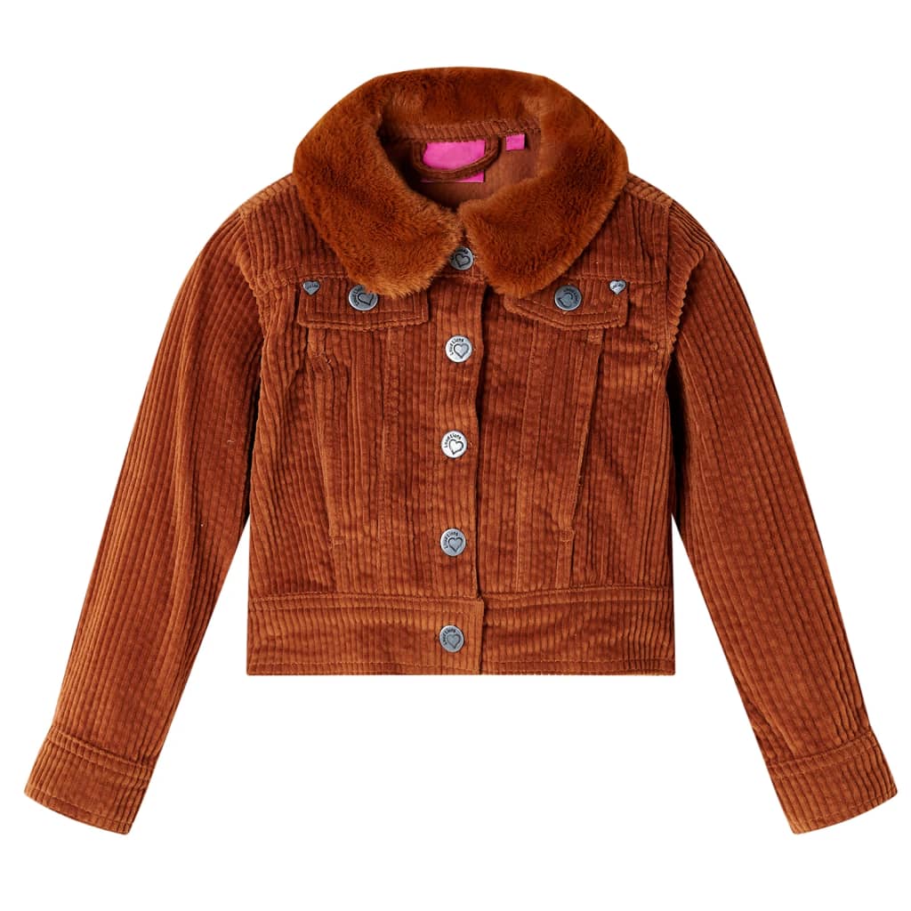 VidaXL Kindermantel 92 Cord cognacfarben