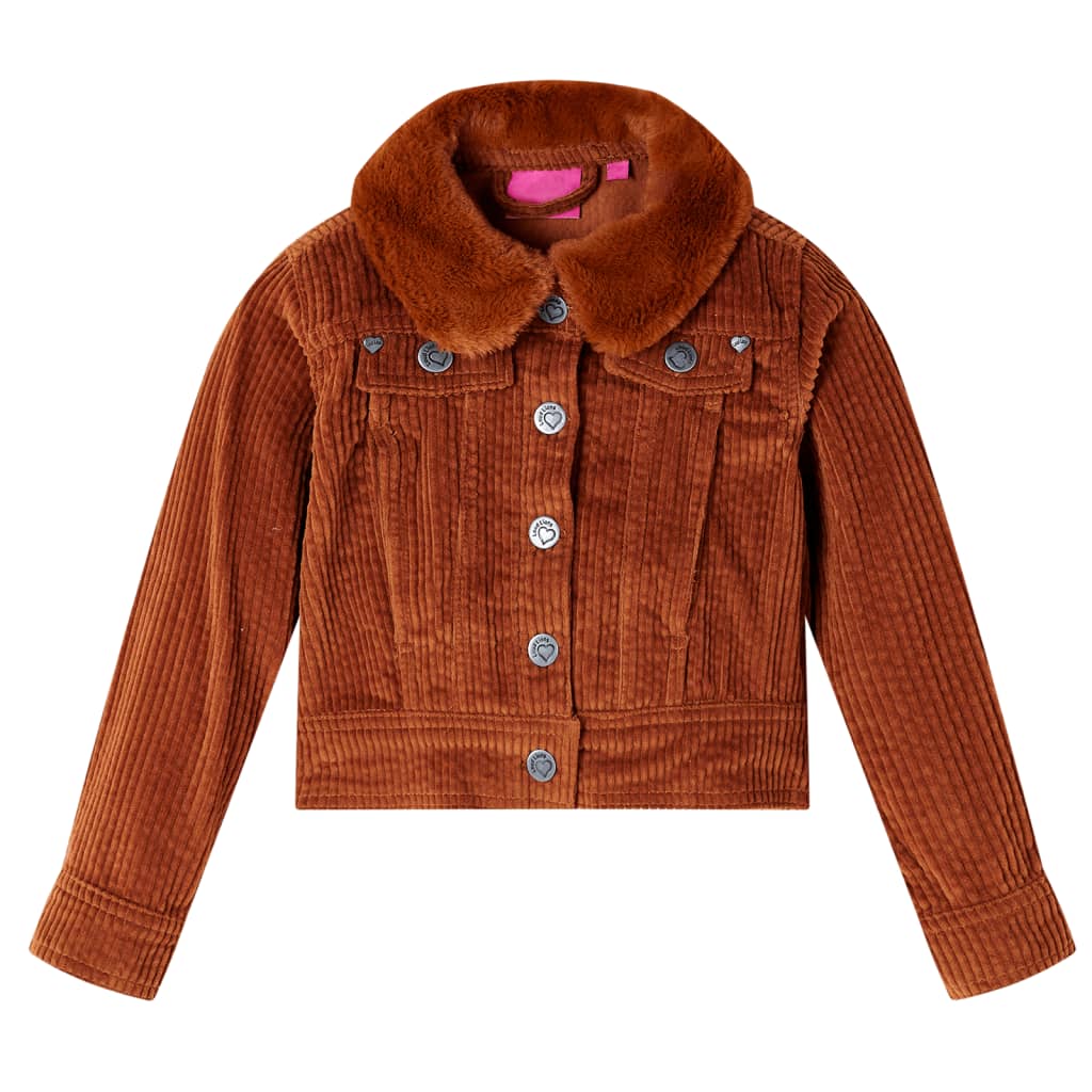 VidaXL Kindermantel 128 Cord cognacfarben