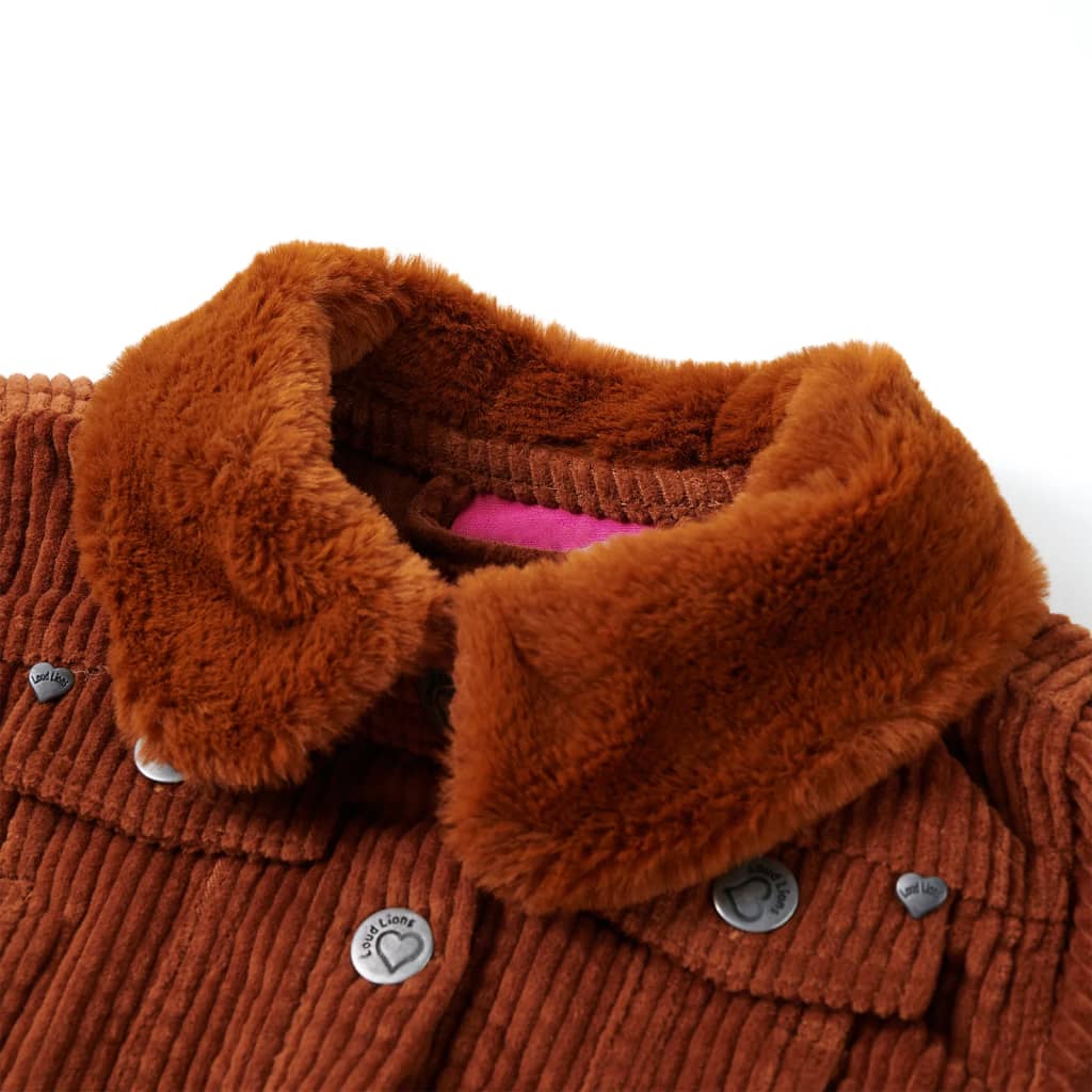 VidaXL Kindermantel 128 Cord cognacfarben