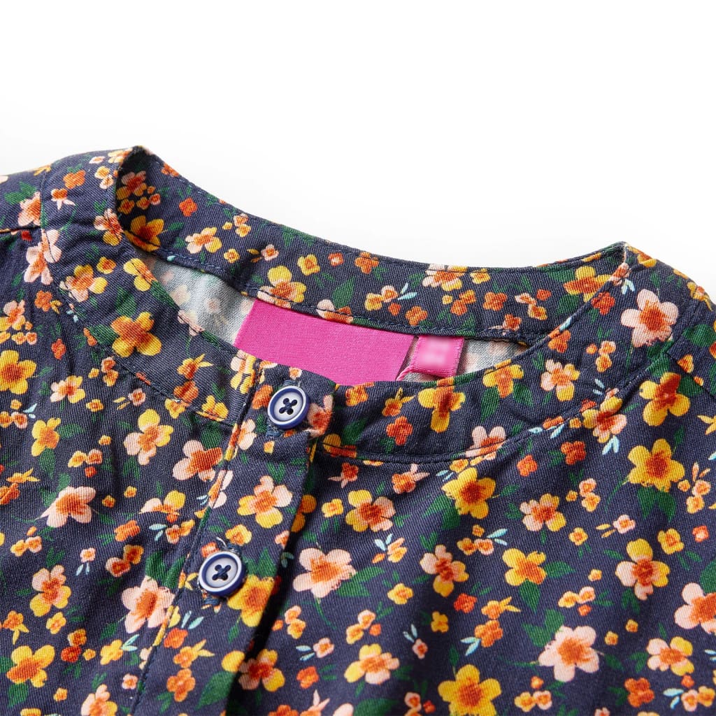 VidaXL Kinderkleid mit langen Ärmeln 92 Marineblau