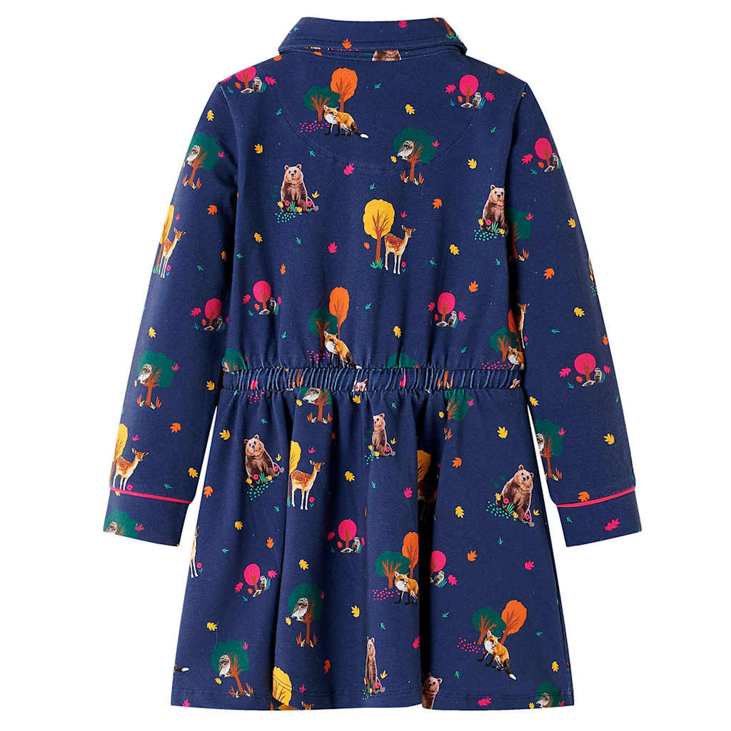 VidaXL Kinderkleid mit langen Ärmeln und Kordelzug 92 Marineblau
