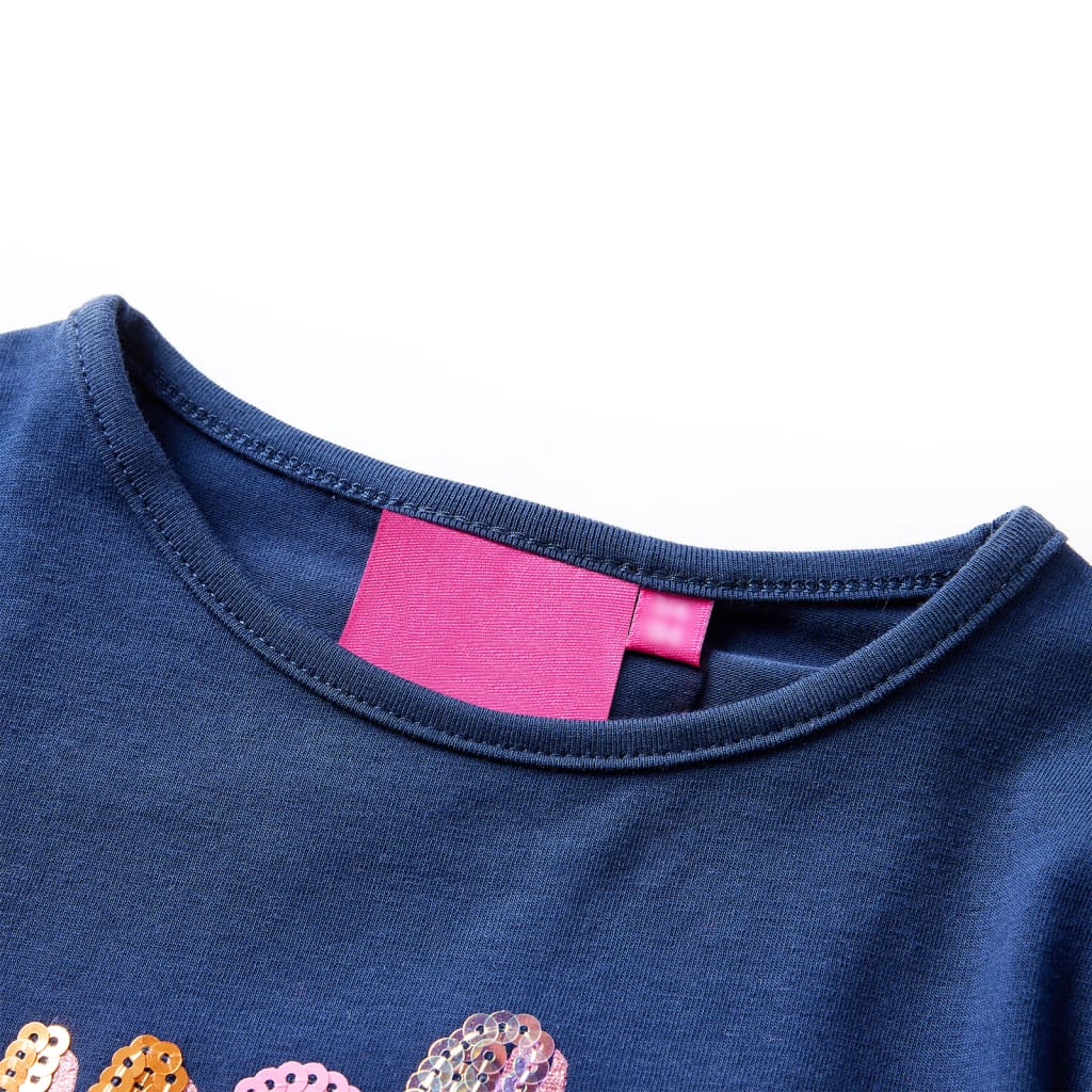 VidaXL Kindershirt mit langen Ärmeln 128 Marineblau
