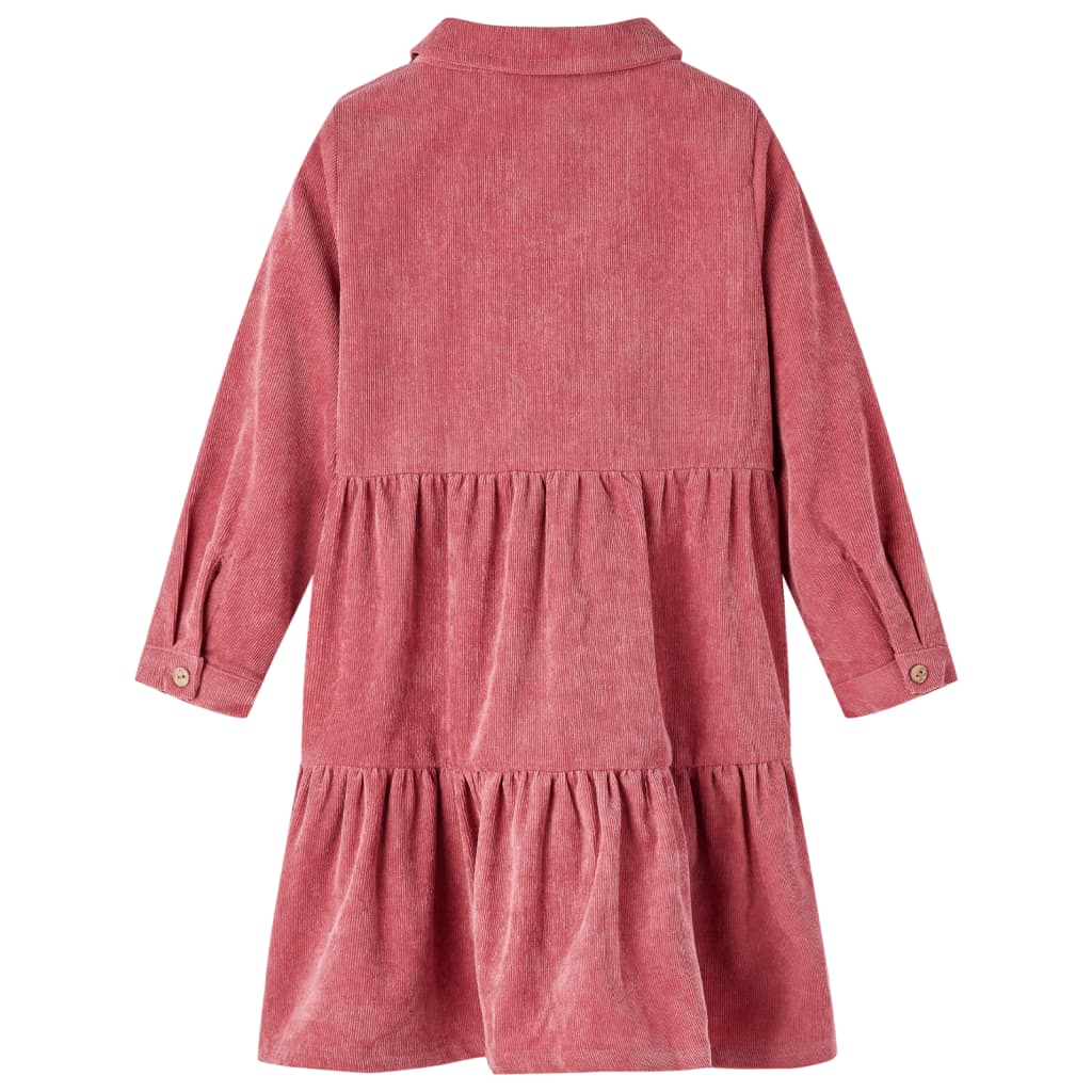 VidaXL Kinderkleid mit langen Ärmeln Cord 128 Altrosa