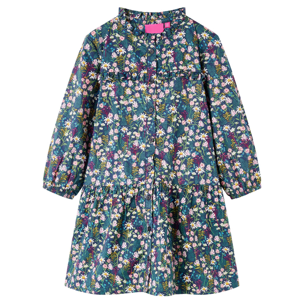 VidaXL Kinderkleid mit langen Ärmeln 128 dunkelblau