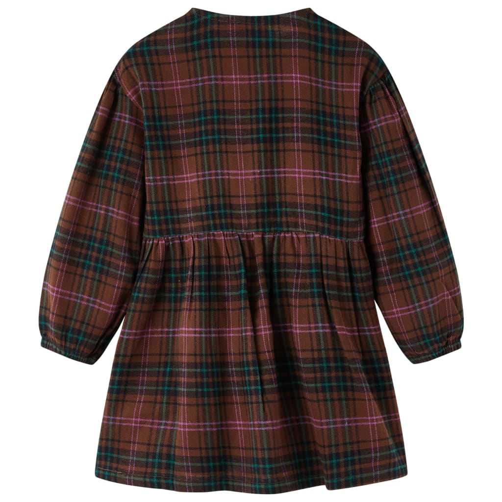VidaXL Kinderkleid mit langen Ärmeln 128 cognacfarben