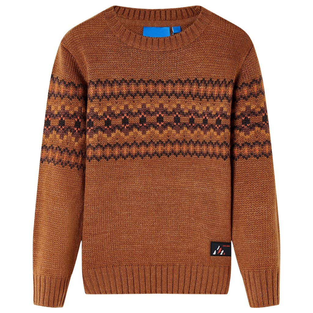 VidaXL Kinderpullover gestrickt 92 cognacfarben