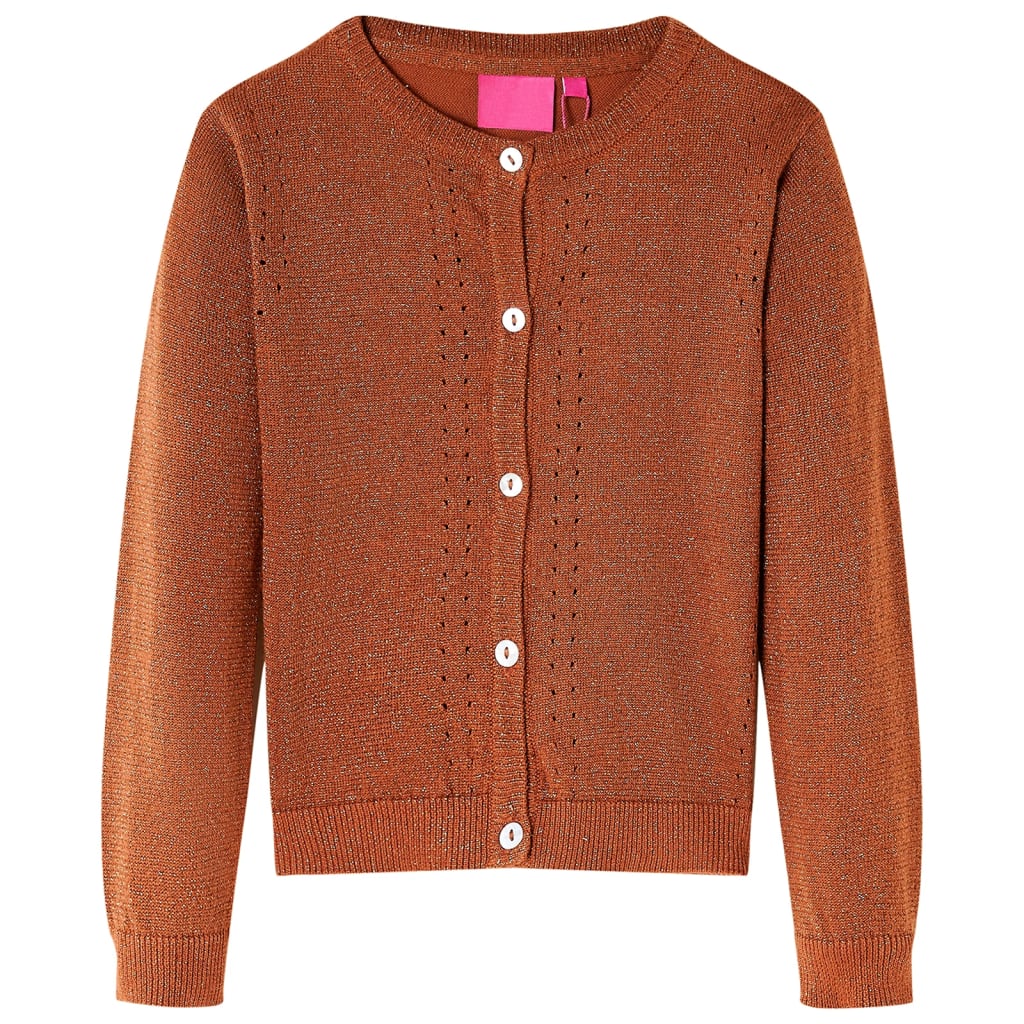 VidaXL Kinderstrickjacke 92 cognacfarben gestrickt