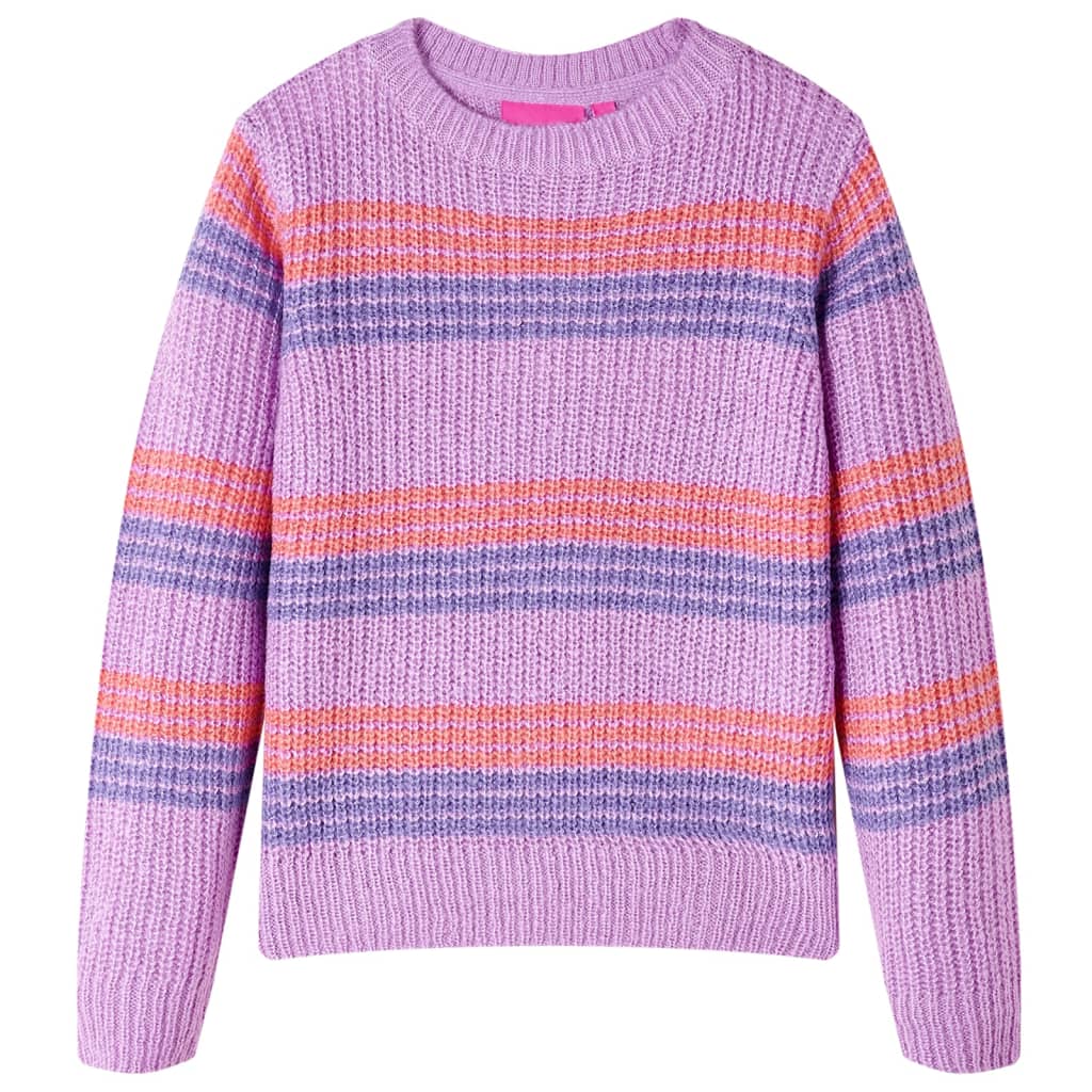 VidaXL Kinderpullover gestrickt mit Streifen 116 Flieder und Rosa
