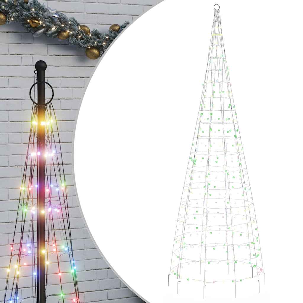 VidaXL LED-Weihnachtsbaum am Fahnenmast 550 LEDs bunt 300 cm