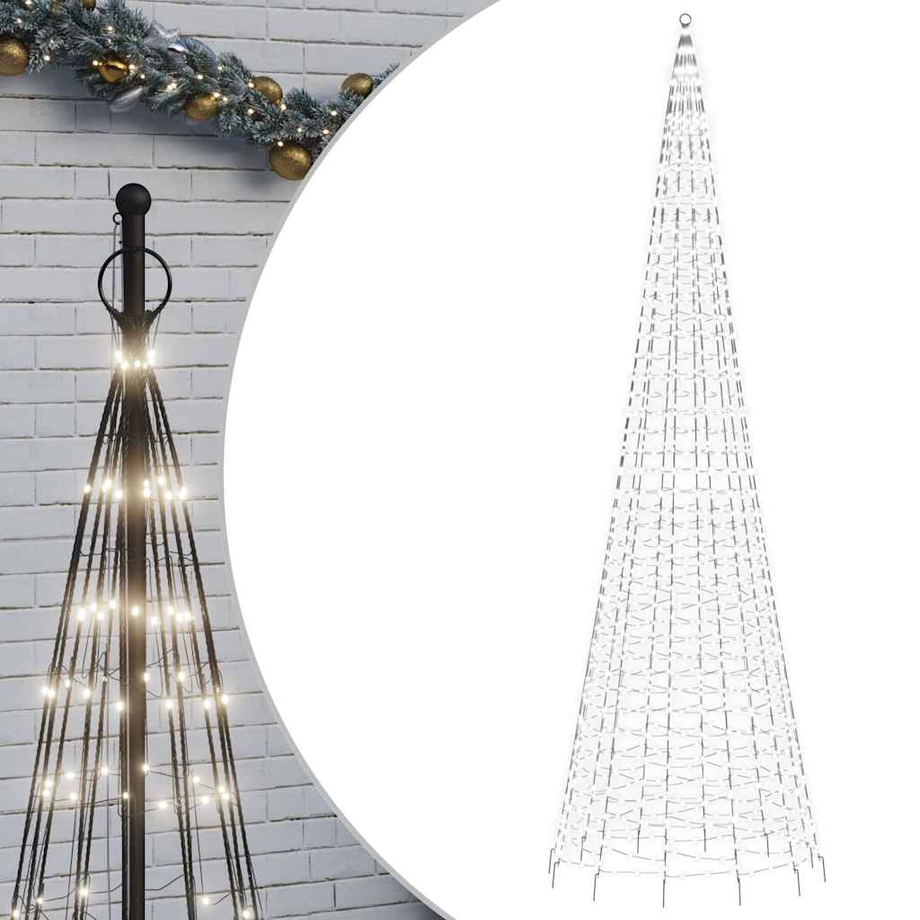 Vidaxxl LED-Weihnachtsbaum am Fahnenmast 1534 LEDs kaltweiß 500 cm