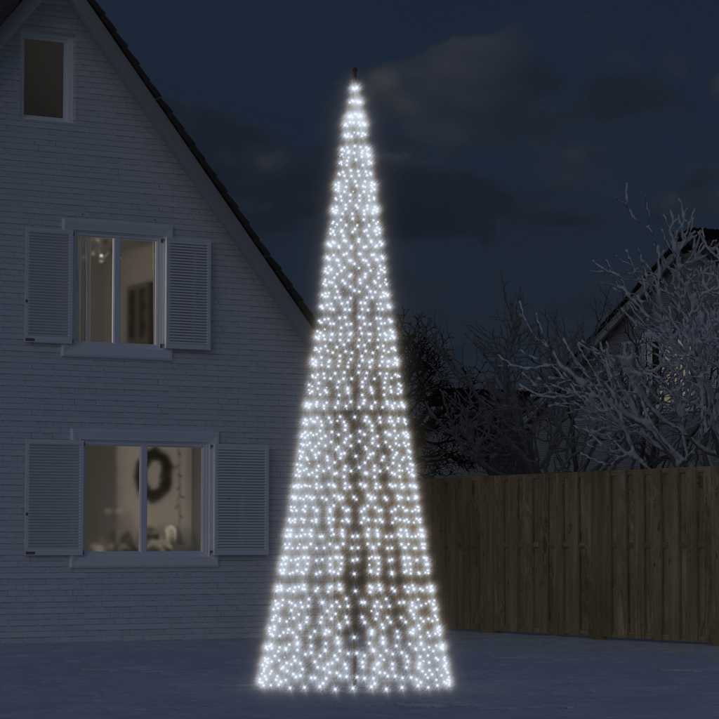 Vidaxxl LED-Weihnachtsbaum am Fahnenmast 1534 LEDs kaltweiß 500 cm