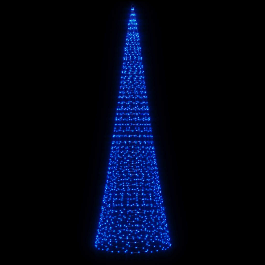 Vidaxxl LED-Weihnachtsbaum am Fahnenmast 1534 LEDs 500 cm blau