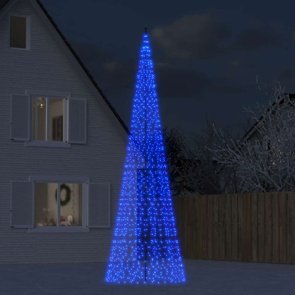 Vidaxxl LED-Weihnachtsbaum am Fahnenmast 1534 LEDs 500 cm blau