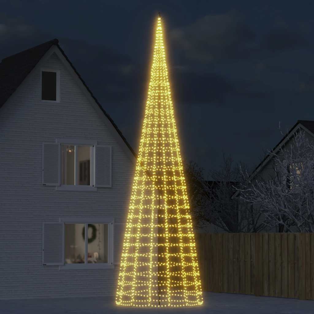 Vidaxxl LED-Weihnachtsbaum am Fahnenmast 3000 LEDs warmweiß 800 cm