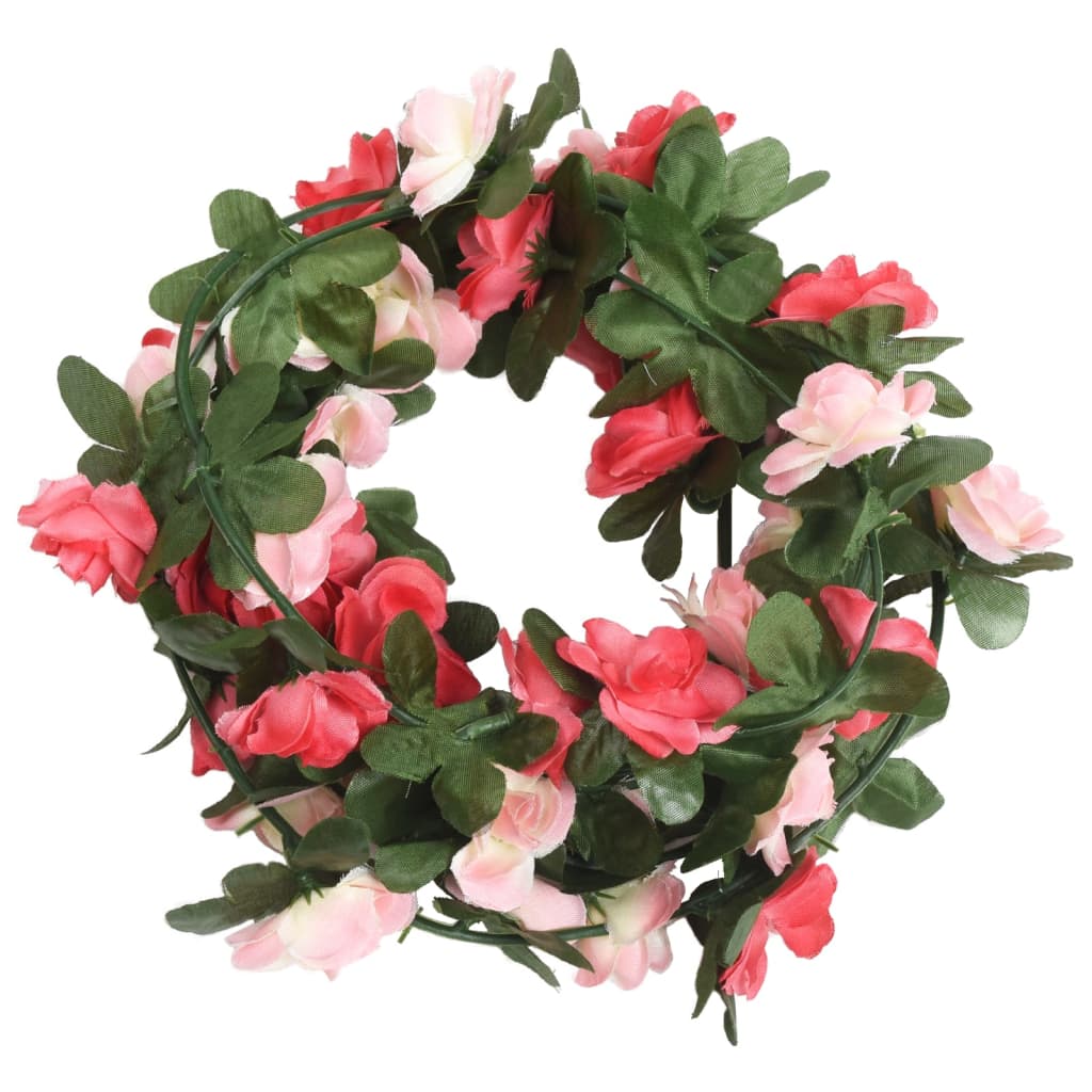 VidaXL Weihnachtsgirlanden mit Blumen 6 Stück 250 cm Frühlingsrosa