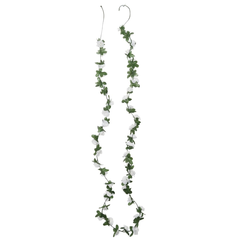 VidaXL Weihnachtsgirlanden mit Blumen 6 Stück 250 cm Frühlingsweiß