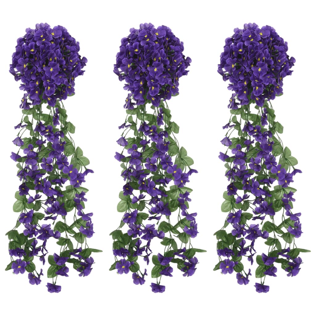 Vidaxx Weihnachtsgirlanden mit Blumen 3 Stück 85 cm dunkelviolett