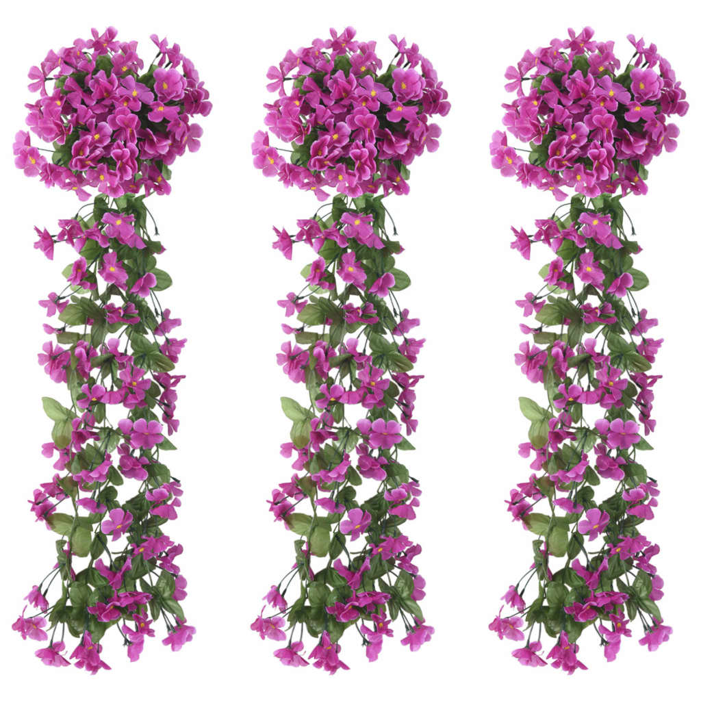 VidaXL Weihnachtsgirlanden mit Blumen 3 Stück 85 cm Hellviolett