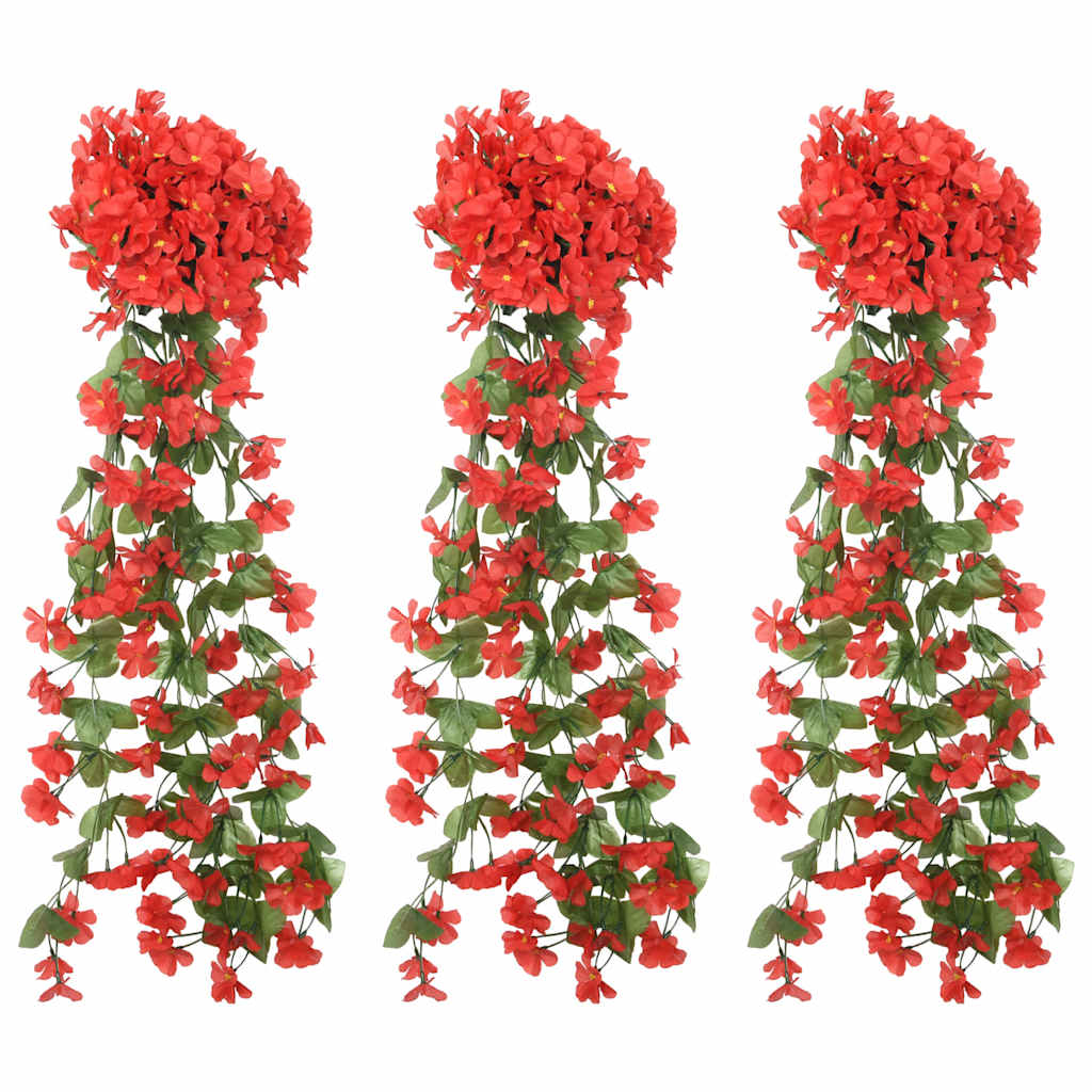 Vidaxx Blumengirlanden 3 Stück 85 cm rot
