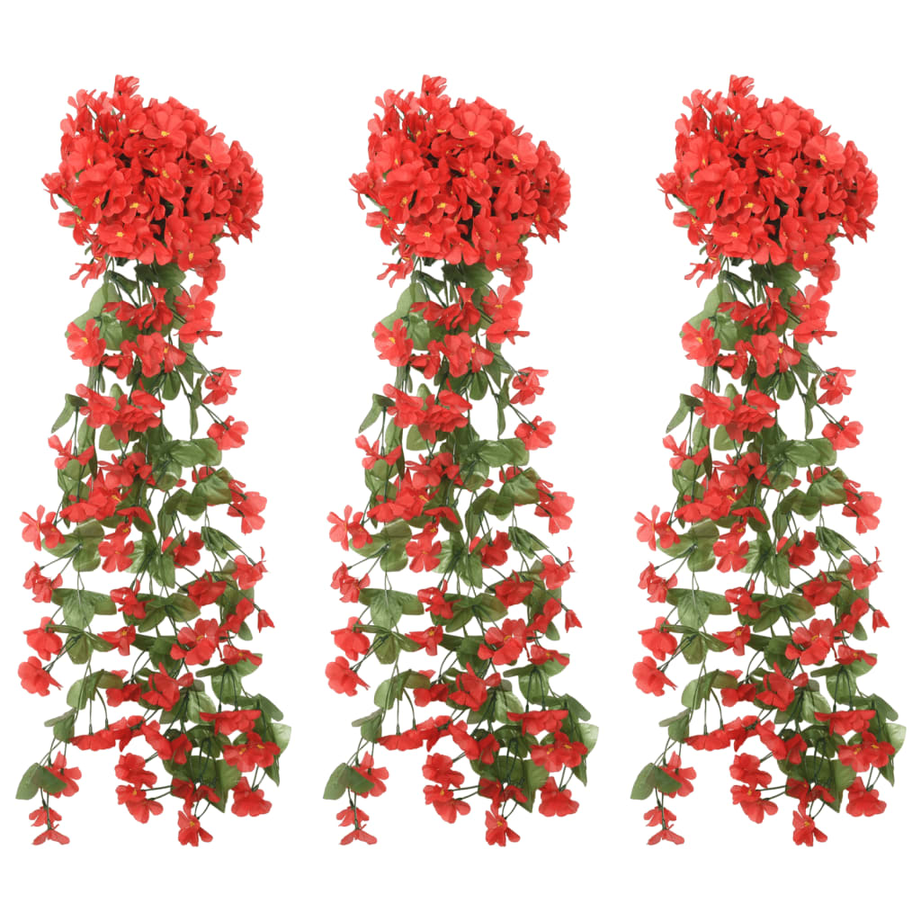 VidaXL Weihnachtsgirlanden mit Blumen 3 Stück 85 cm Rot