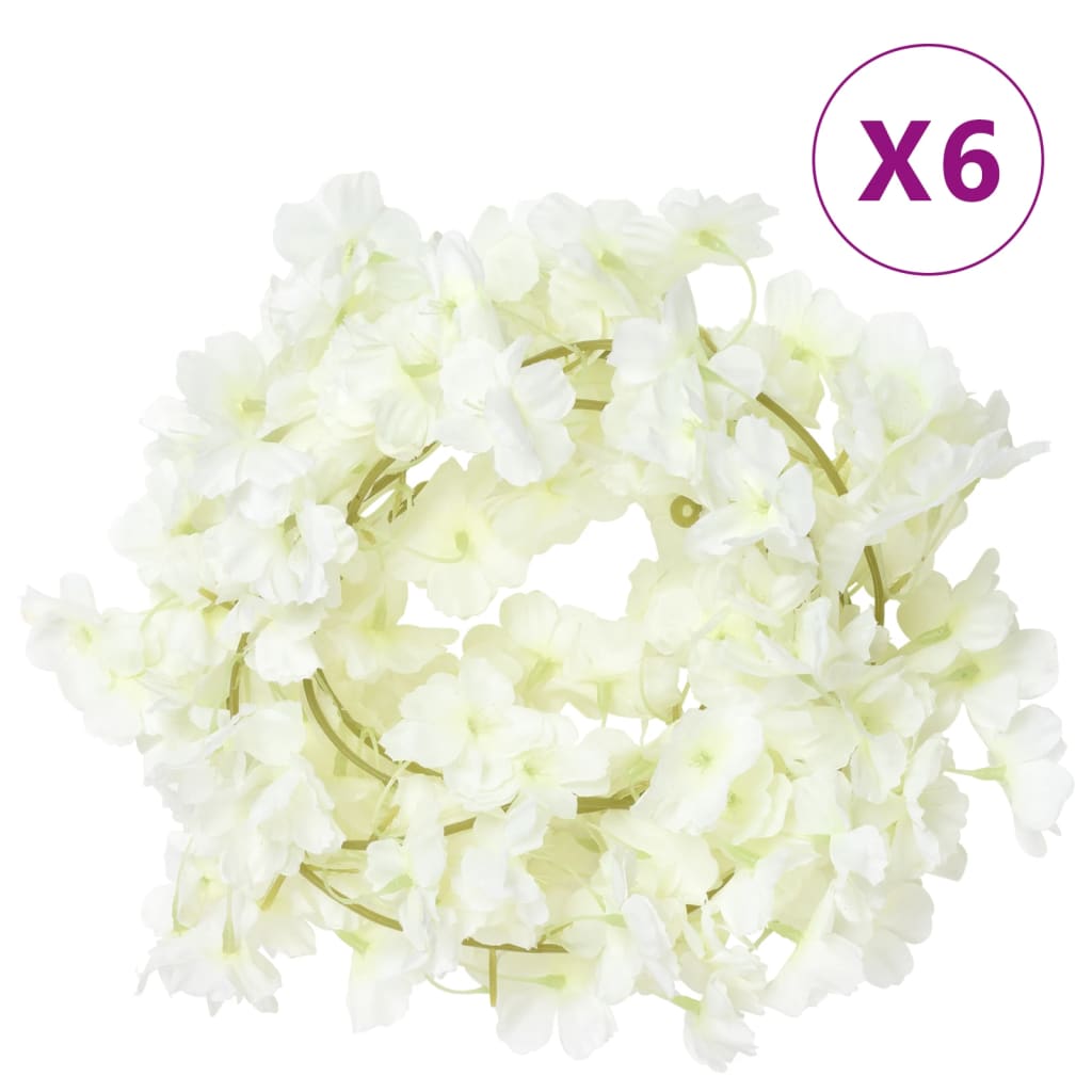 Vidaxx Weihnachtsgirlanden mit Blumen 6 Stück 180 cm weiß
