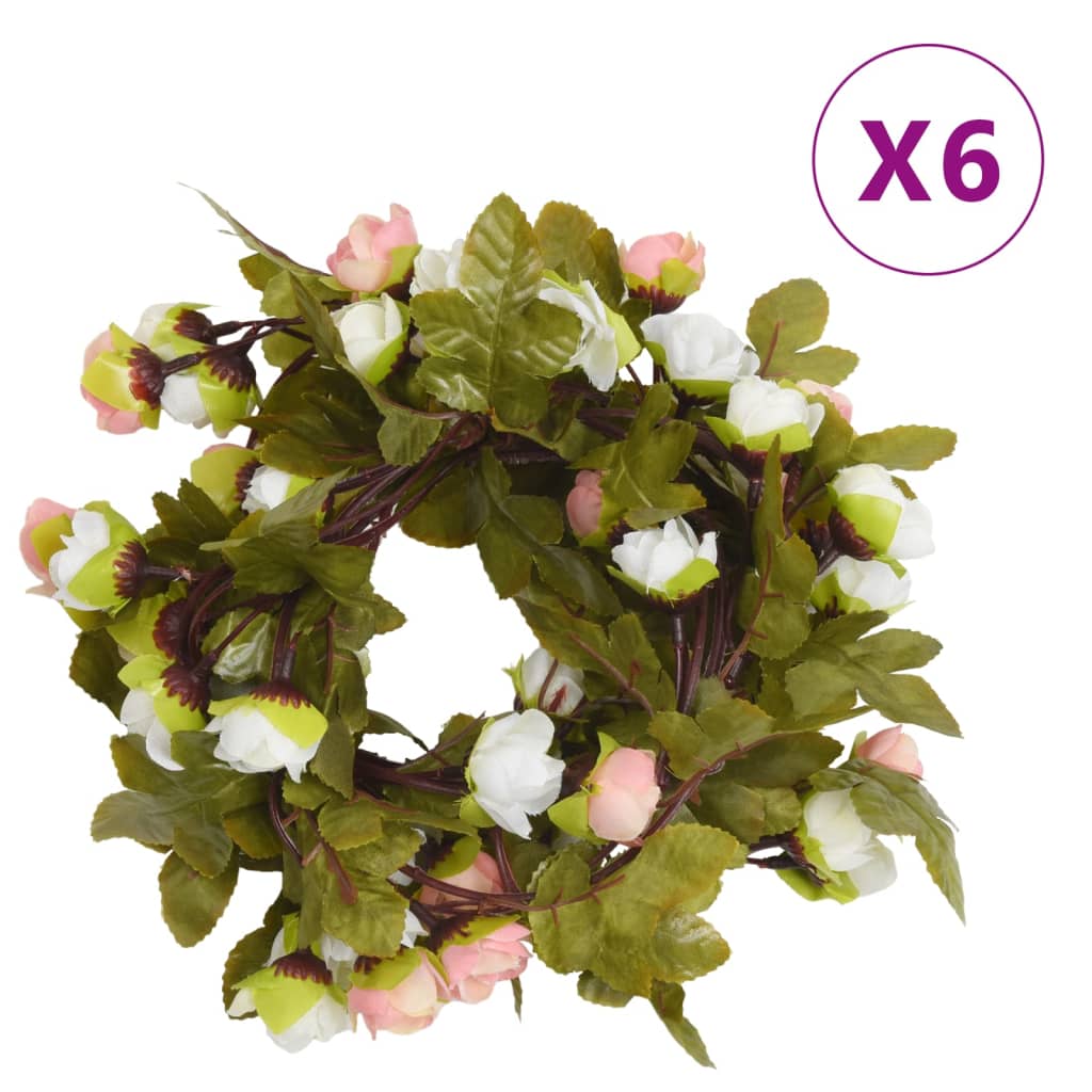 VidaXL Weihnachtsgirlanden mit Blumen 6 Stück 215 cm Champagnerfarben