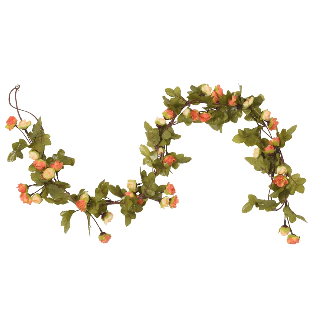 VidaXL Weihnachtsgirlanden mit Blumen 6 Stück 215 cm Sonnenaufgangsrot
