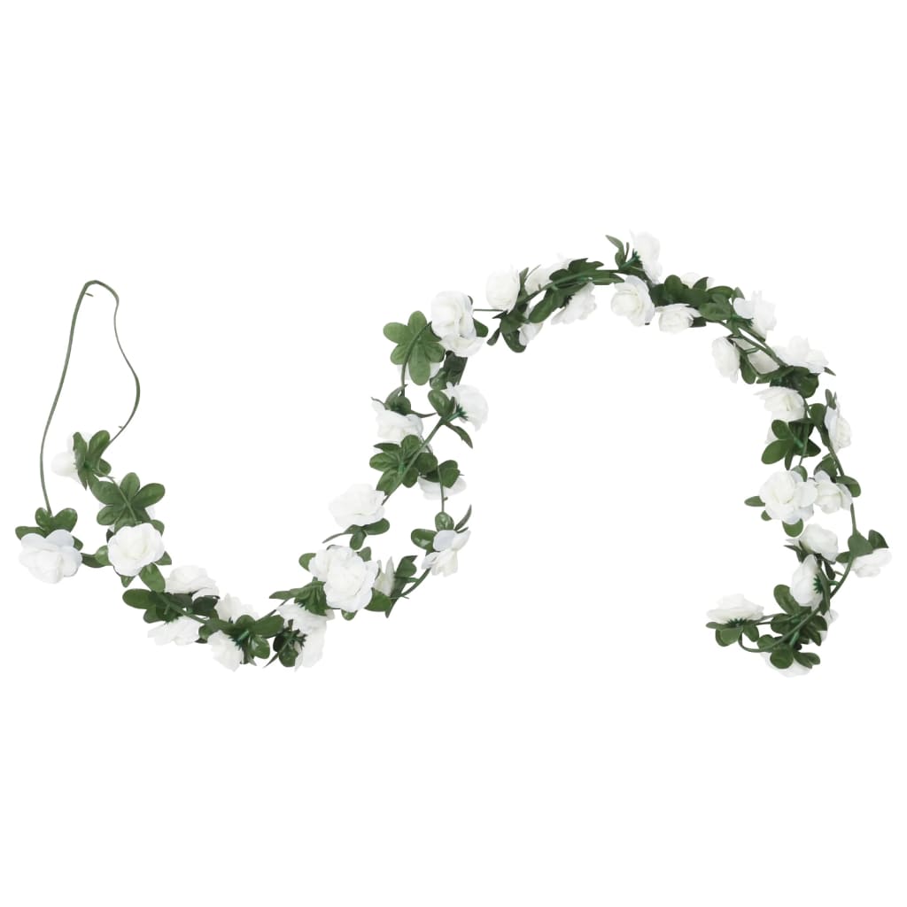 Vidaxx Weihnachtsgirlanden mit Blumen 6 Stück 240 cm weiß