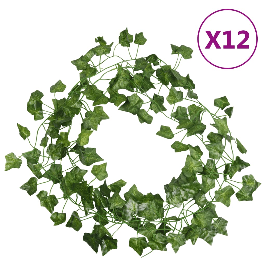 VidaXL Weihnachtsgirlanden Efeu 12 Stk. 200 cm Grün