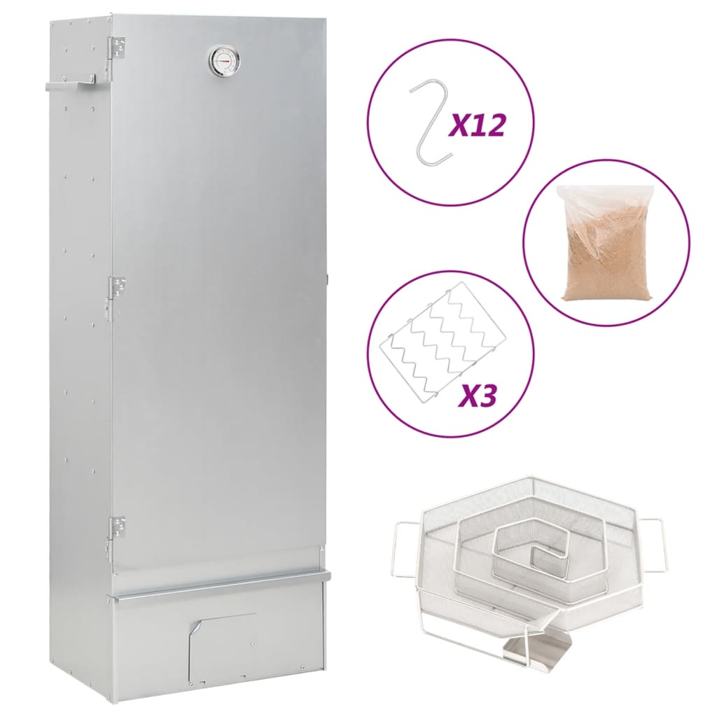 Vidaxl bbq-rookoven met koude rookgenerator gegalvaniseerd staal