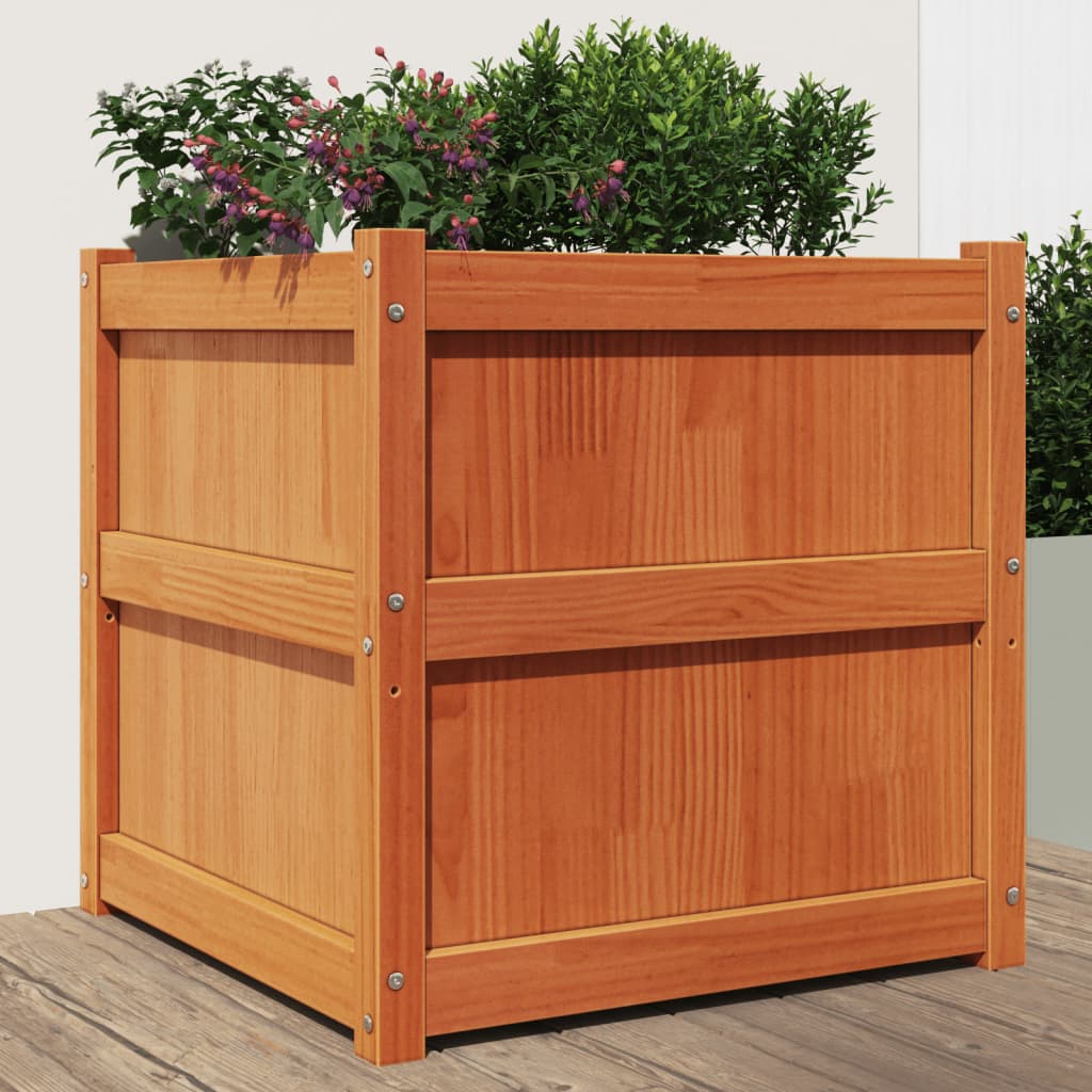 Vidaxx Pflanzgefäß 60x60x60 cm massives Kiefernholz, braun gewaschen