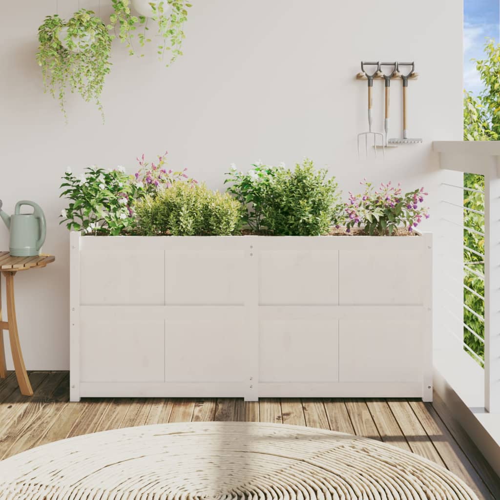 Vidaxx Pflanzgefäß 150x50x70 cm massives Kiefernholz weiß
