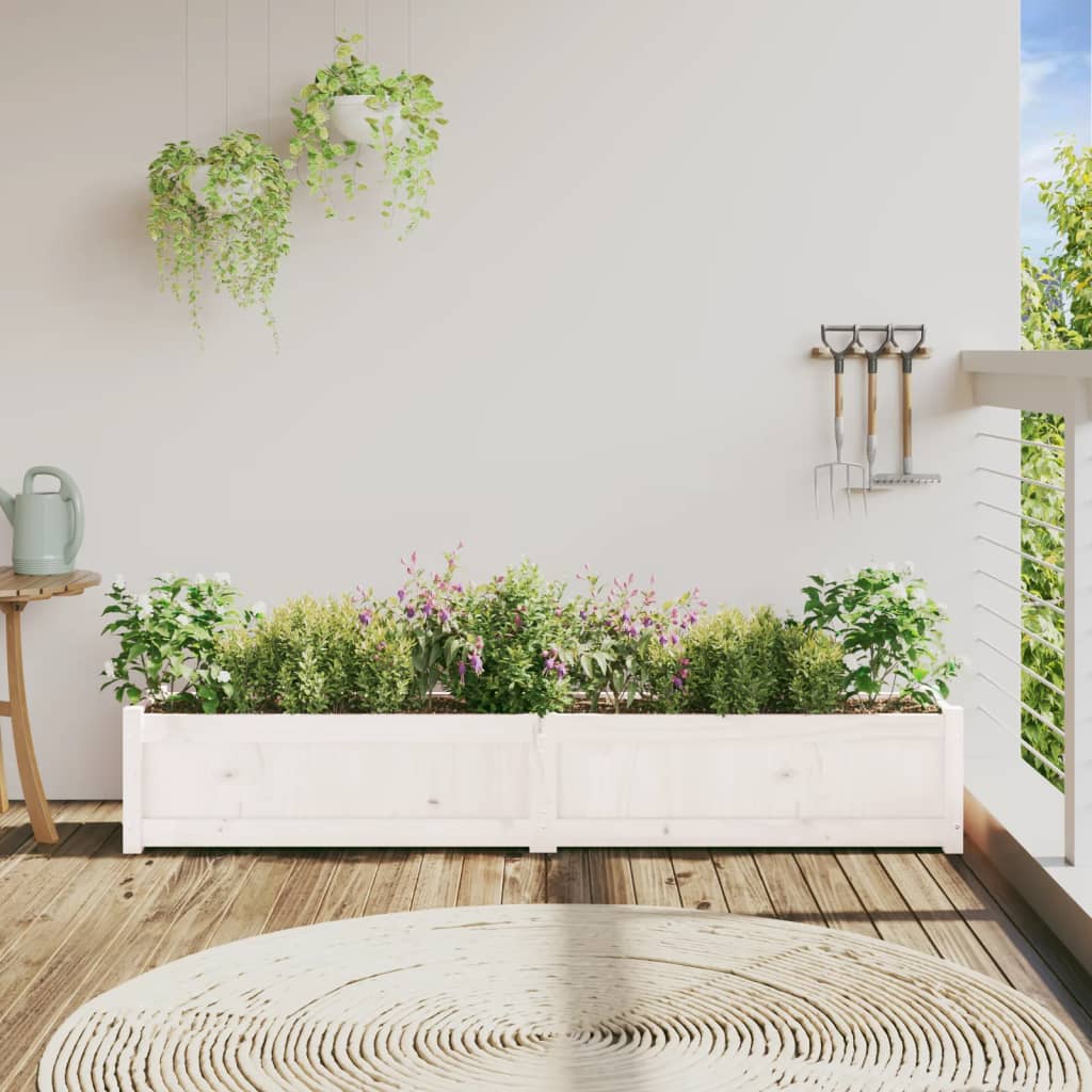 Vidaxx Pflanzgefäß 180x31x31 cm massives Kiefernholz weiß