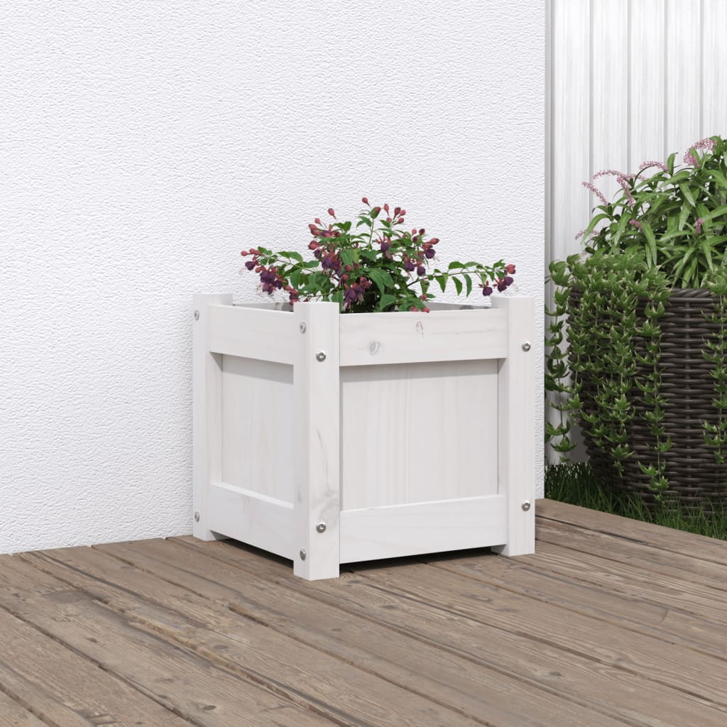 Vidaxx Pflanzgefäß 31x31x31 cm massives Kiefernholz weiß